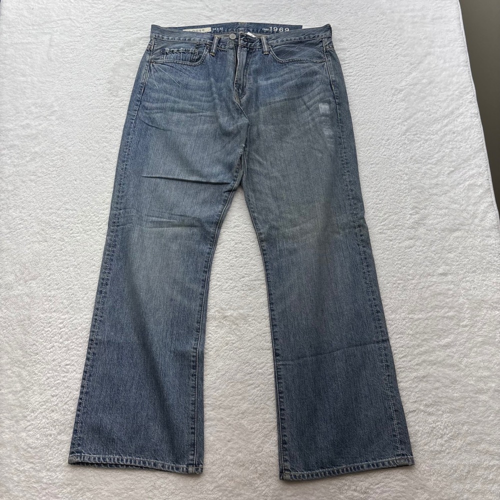 Gap 1969 Loose Fit Jeans Mens 34x32 Blue Ringspun Cotton Wide Leg NWT